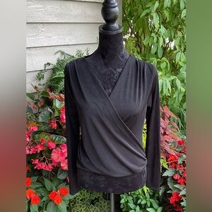 Green Envelope Wrap Stretchy Pull-over Top - EUC